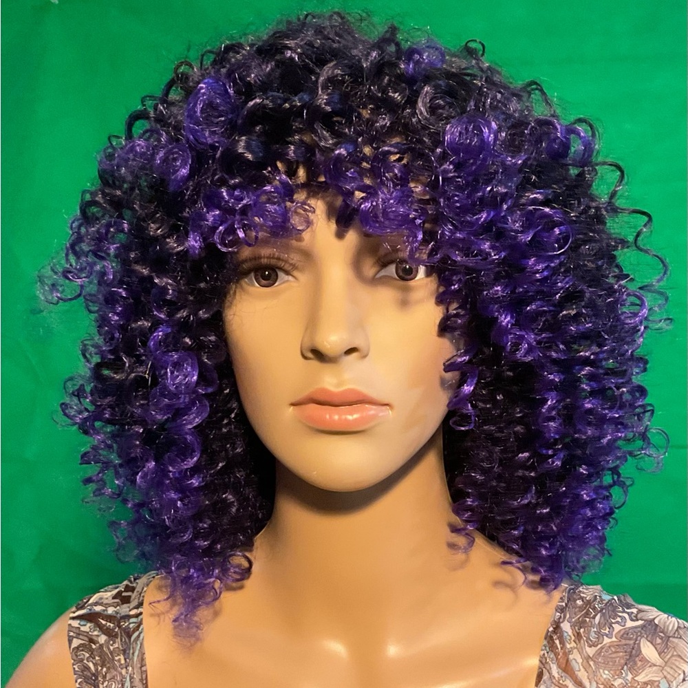 Purple a Black Afro wig